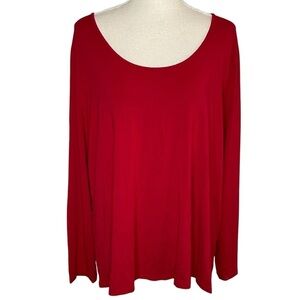 Eileen Fisher Shirt 3X Plus Size Woman Red Long Sleeve Tee Knit Tunic Top Blouse